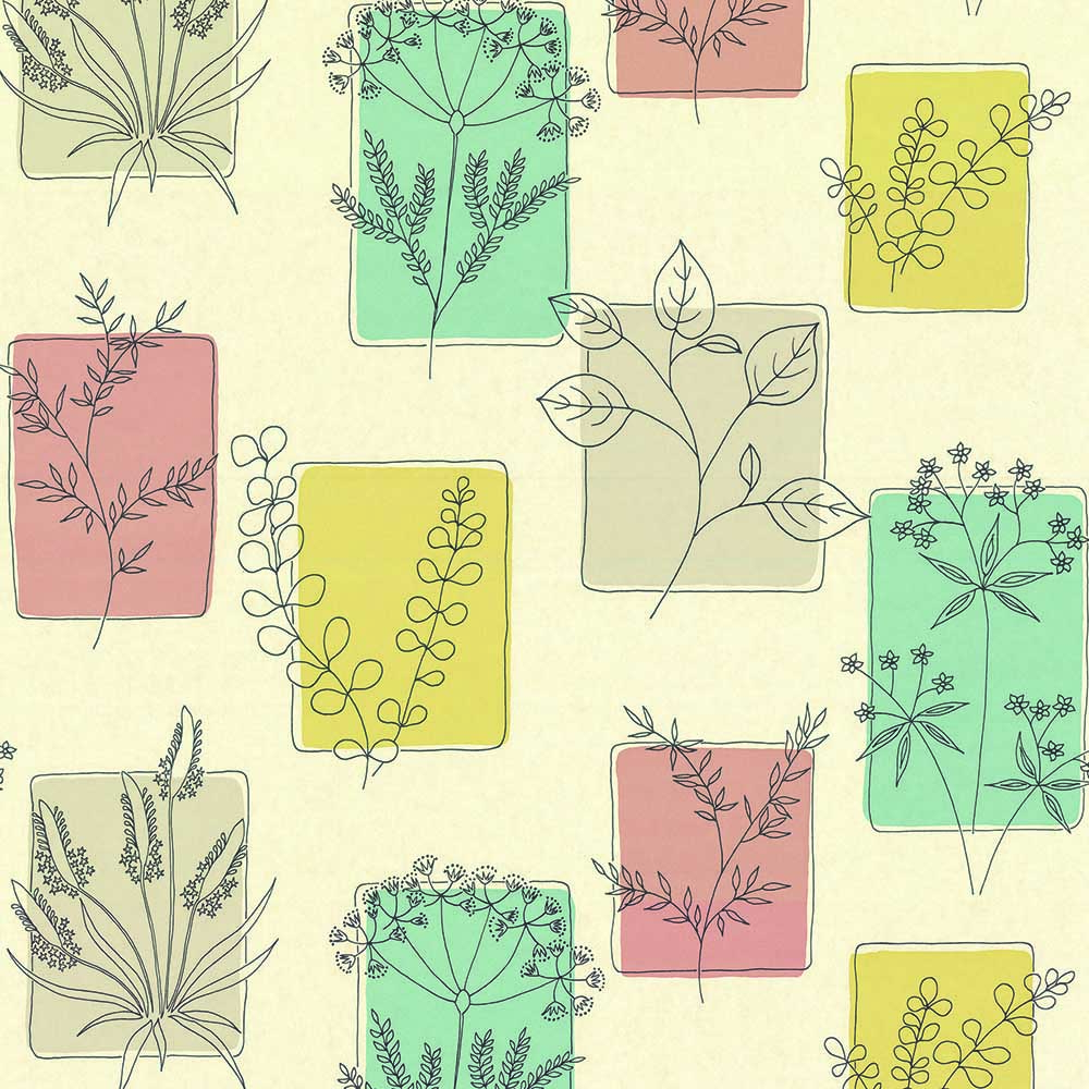 Behang Little Greene 20th Century Papers Herbes 1955 Cocktail 1