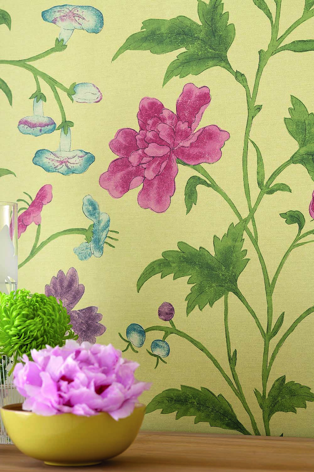 Behang Little Greene Archive Trails China Rose 1885 Emerald Lustre 2