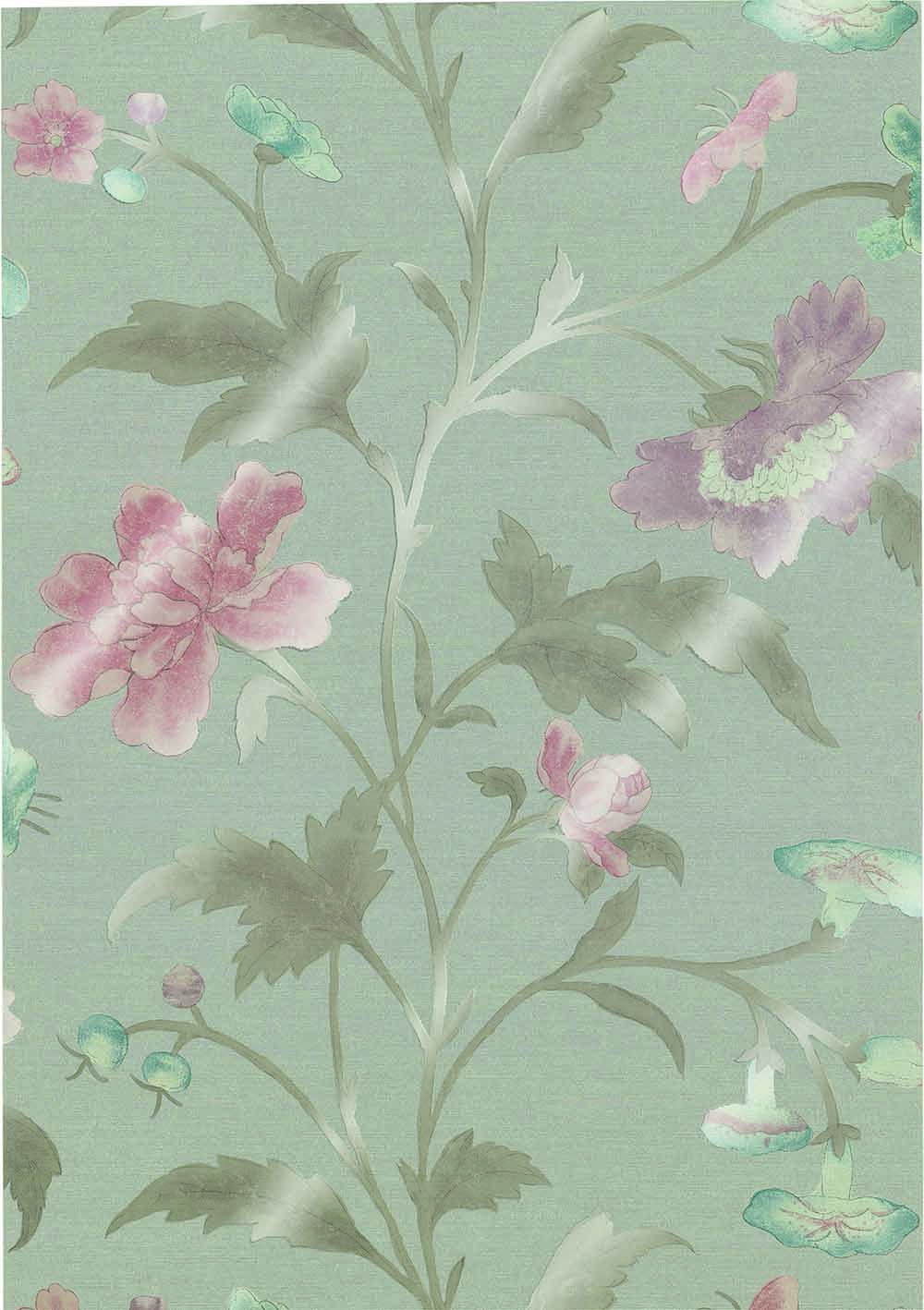 Behang Little Greene Archive Trails China Rose 1885 French Grey Lustre 1