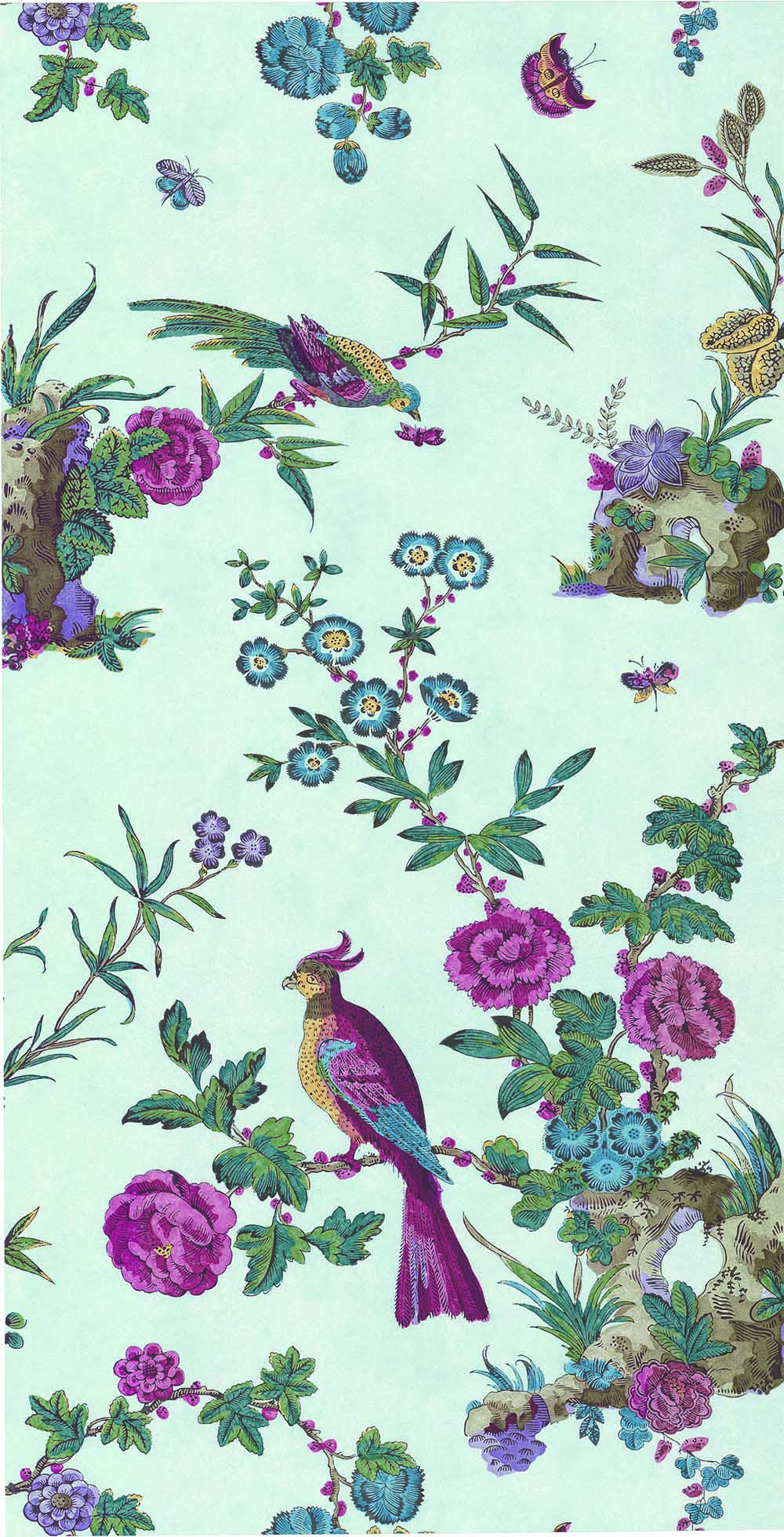 Behang Little Greene Archive Trails Darwin 1760 Azure 1