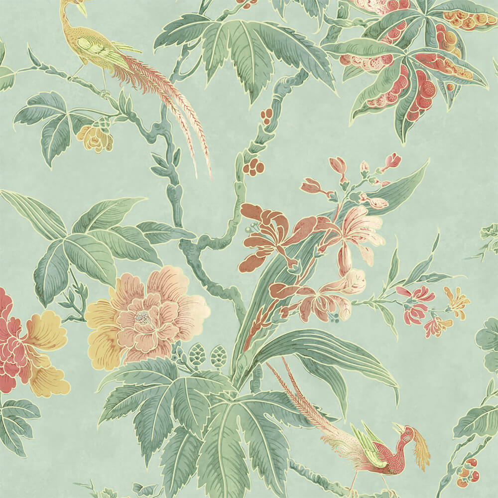 Behang Little Greene Archive Trails Paradise Aquamarine 1