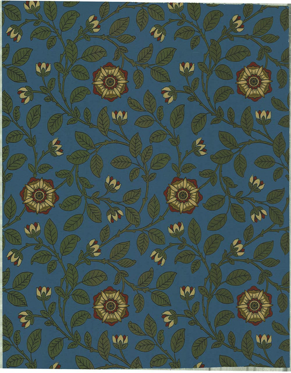 Behang Little Greene London Wallpapers IV Richmond Green 1880 Revival Blue 1