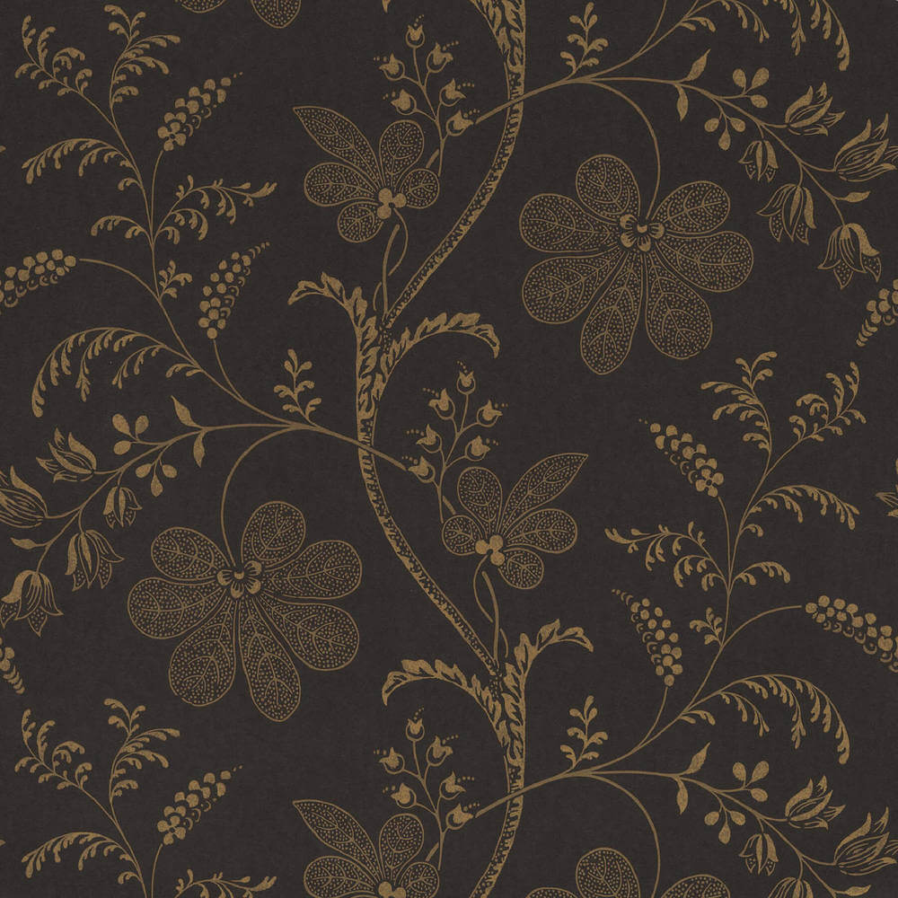 Behang Little Greene London Wallpapers V Bedford Sq Ebony Gold 1