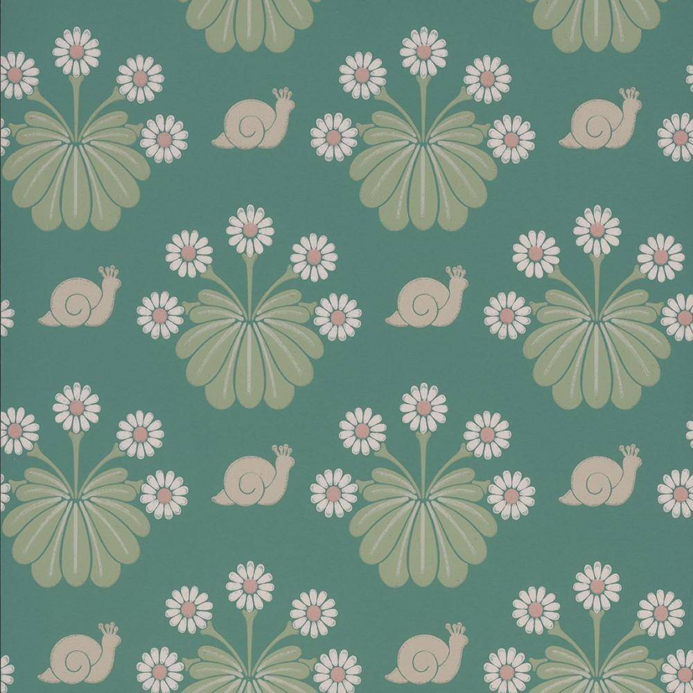 Behang Little Greene National Trust Papers II Burges Snail Ocean 1