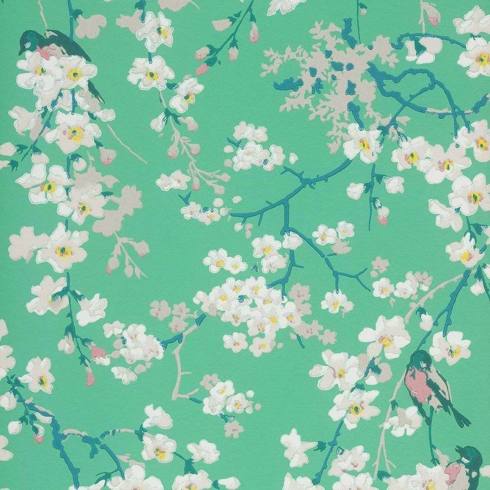 Behang Little Greene National Trust Papers II Massingberd Blossom Verditer 1