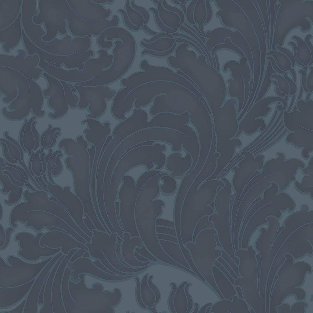 Behang Little Greene National Trust Papers II Tulip Blue Black 1