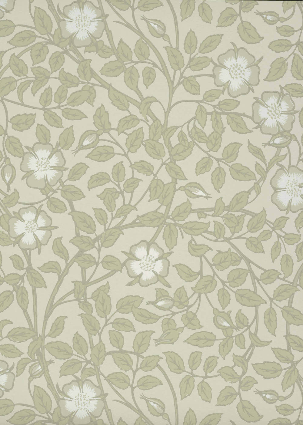 Behang Little Greene National Trust Papers III Briar Rose Green Stone 1