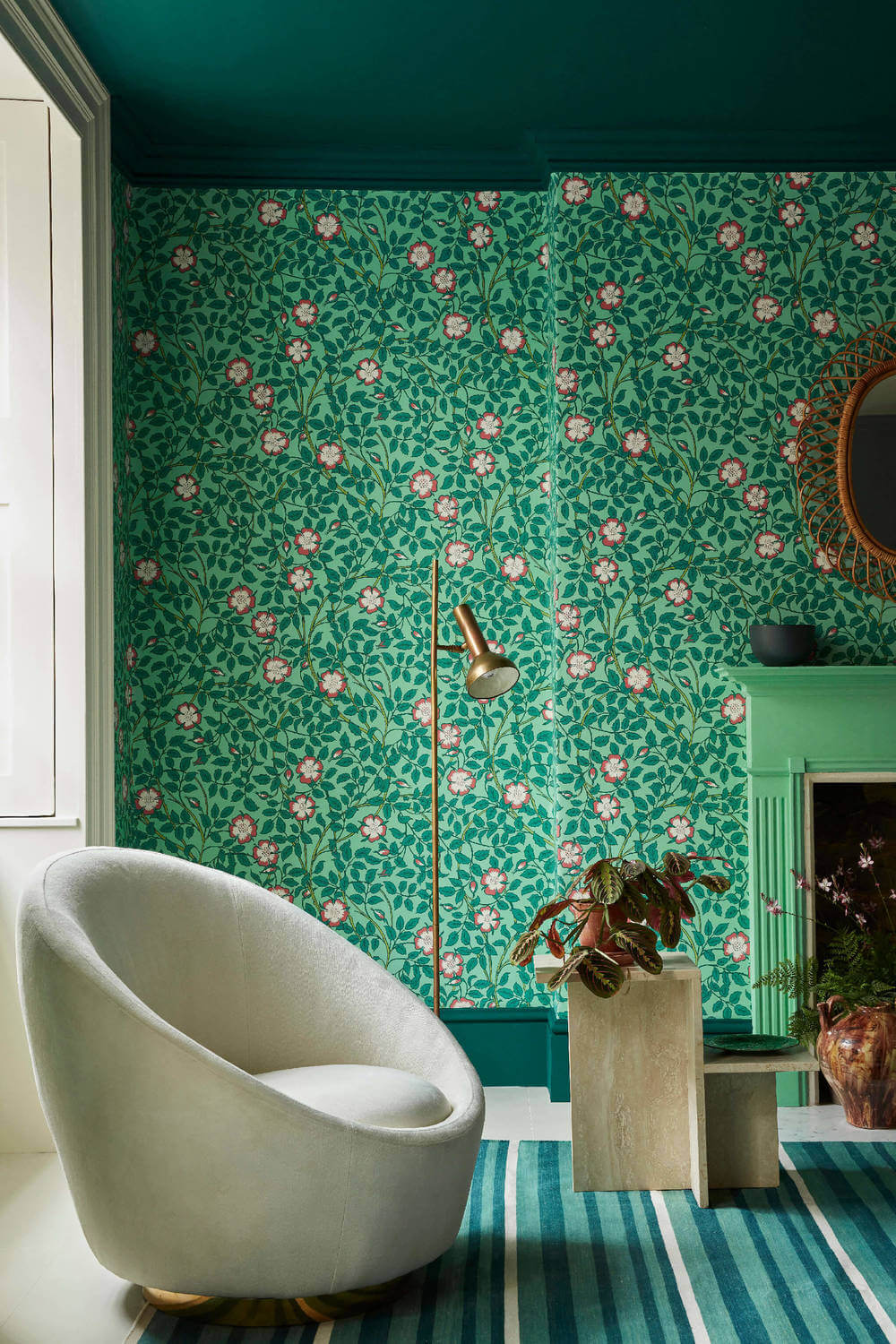 Behang Little Greene National Trust Papers III Briar Rose Green Verditer 2