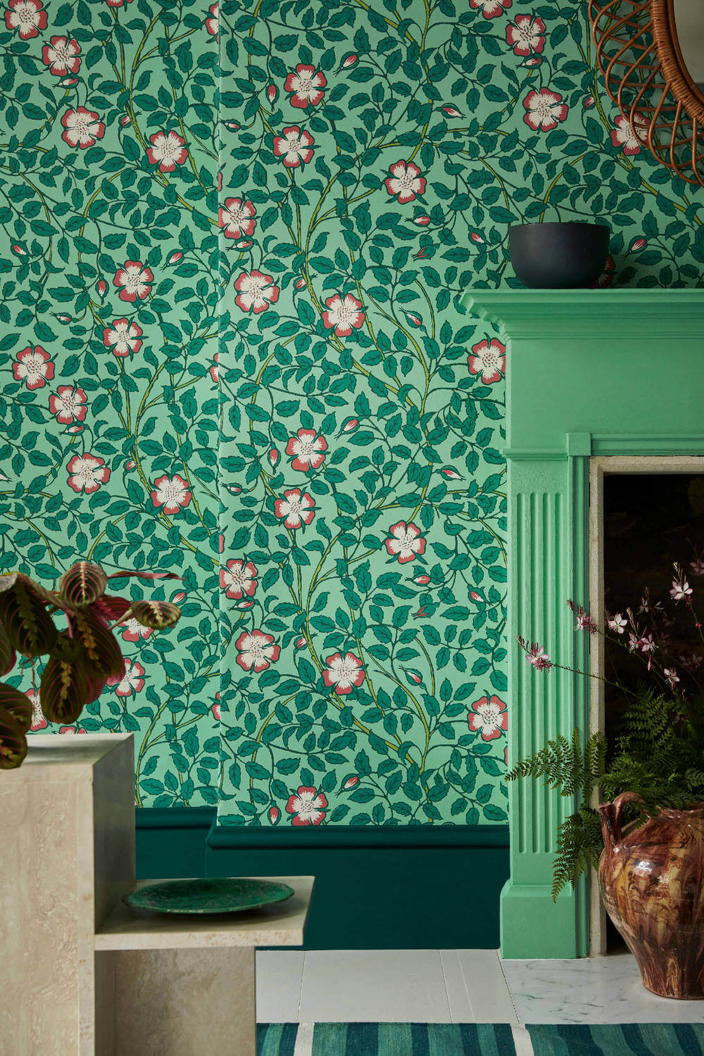 Behang Little Greene National Trust Papers III Briar Rose Green Verditer 3