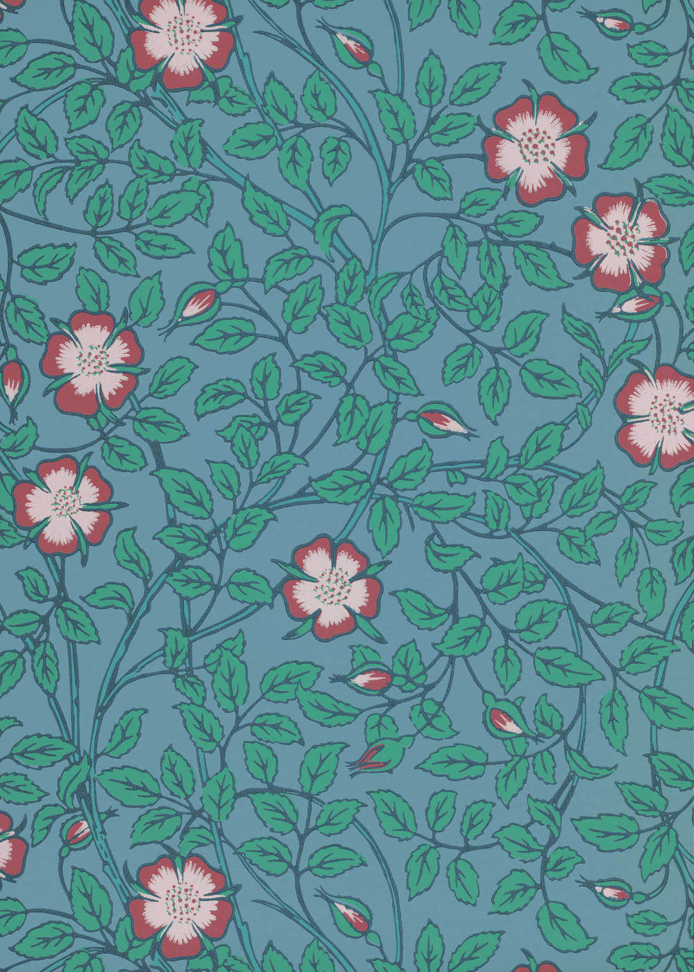 Behang Little Greene National Trust Papers III Briar Rose Marine Blue 1