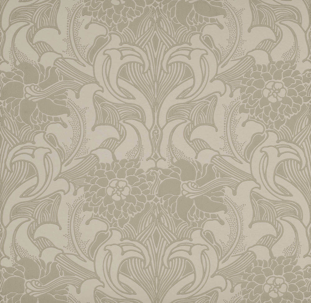 Behang Little Greene National Trust Papers III Dahlia Scroll French Grey 1