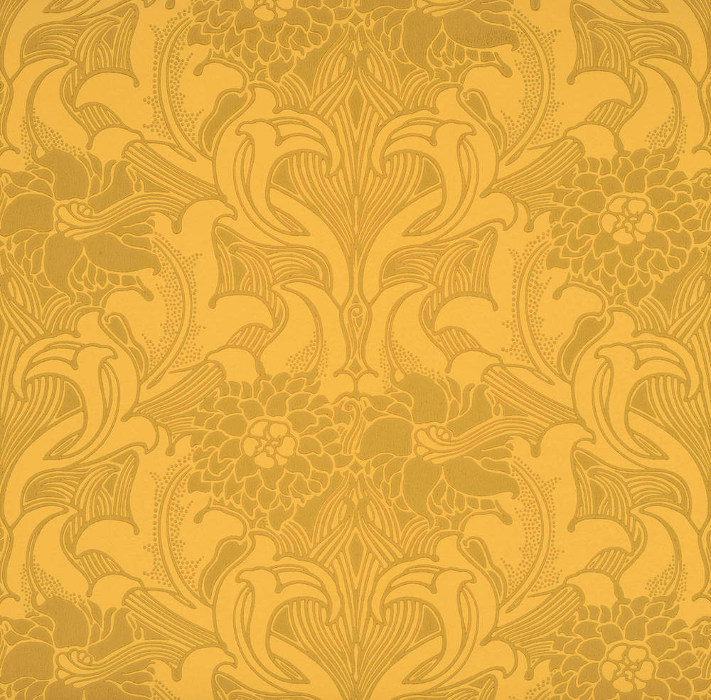 Behang Little Greene National Trust Papers III Dahlia Scroll Giallo 1