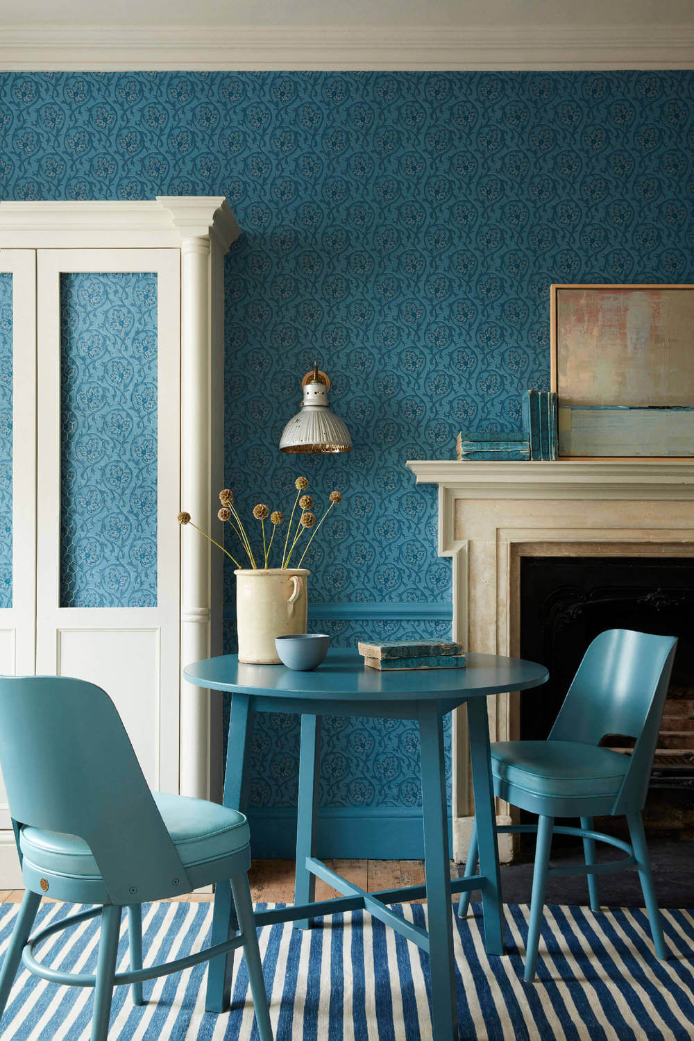 Behang Little Greene National Trust Papers III Hoja Air Force Blue 2