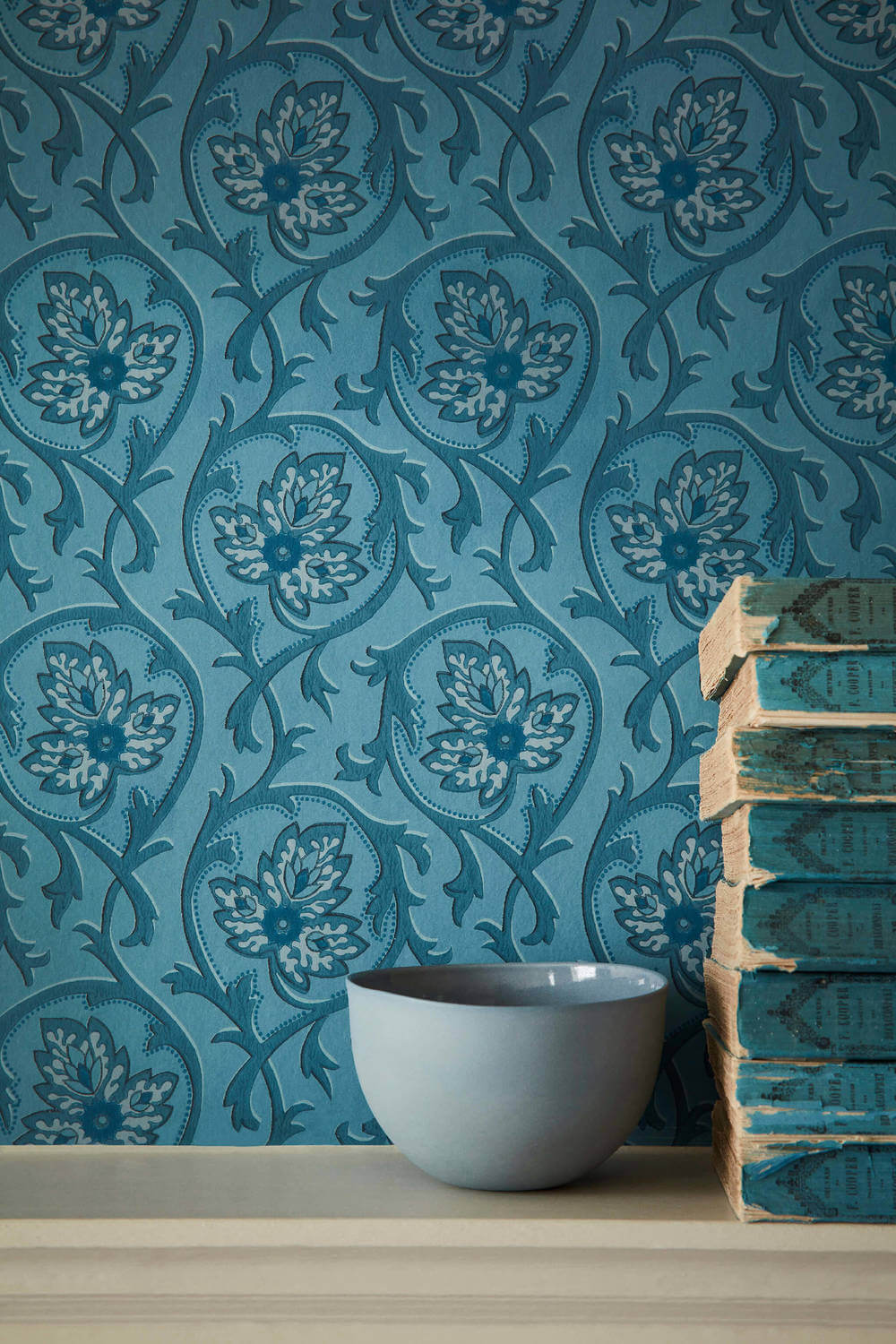 Behang Little Greene National Trust Papers III Hoja Air Force Blue 3