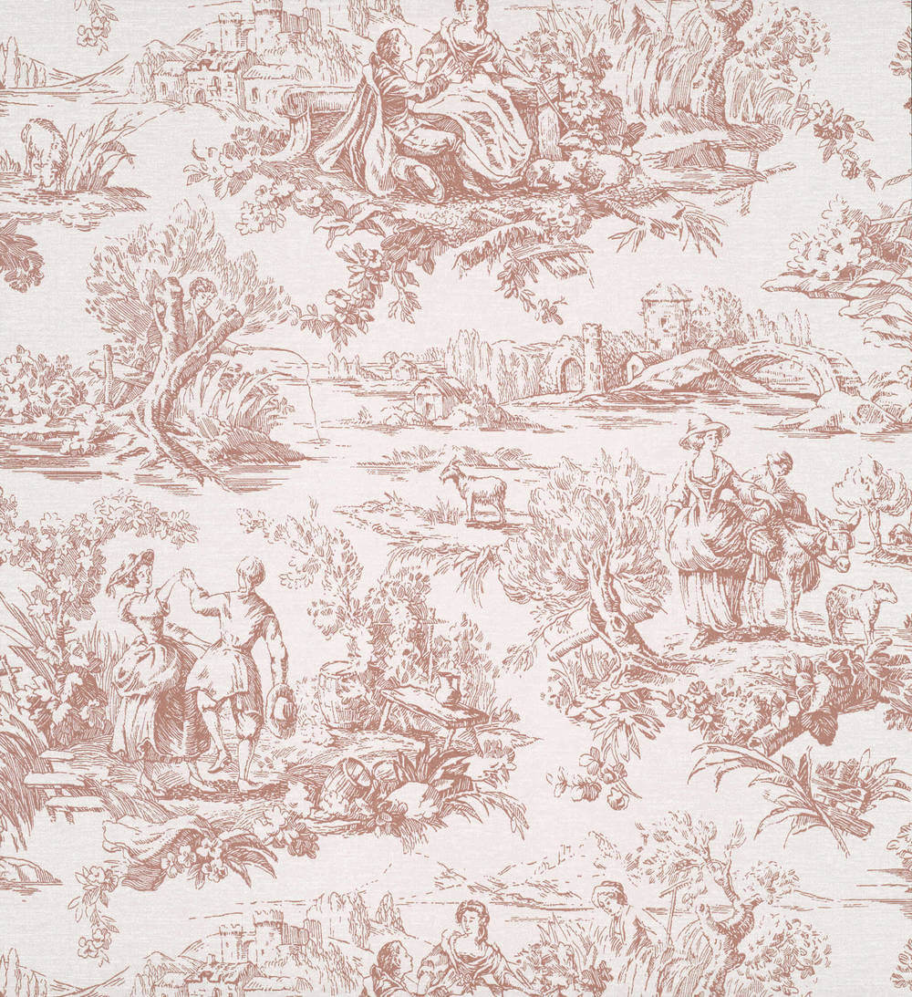 Behang Little Greene National Trust Papers III Lovers Toile Blush 1