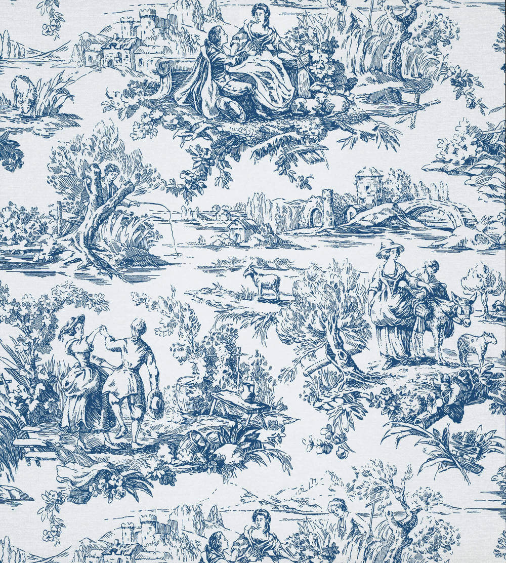 Behang Little Greene National Trust Papers III Lovers Toile Mazarine 1