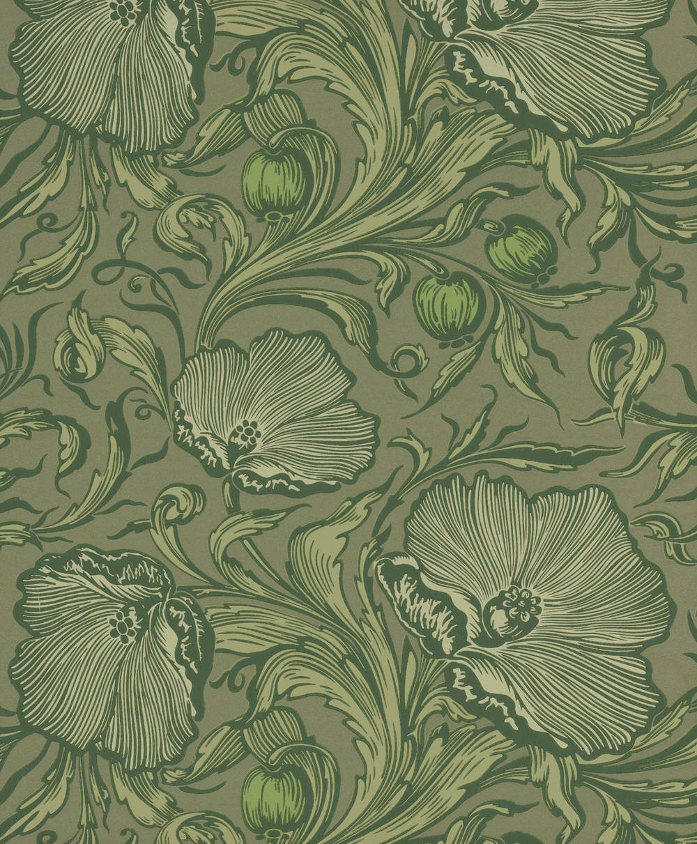 Behang Little Greene National Trust Papers III Poppy Trail Sage Green 1