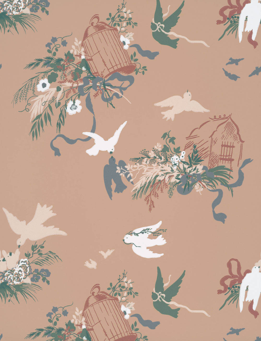 Behang Little Greene National Trust Papers III Voliéres Masquerade 1