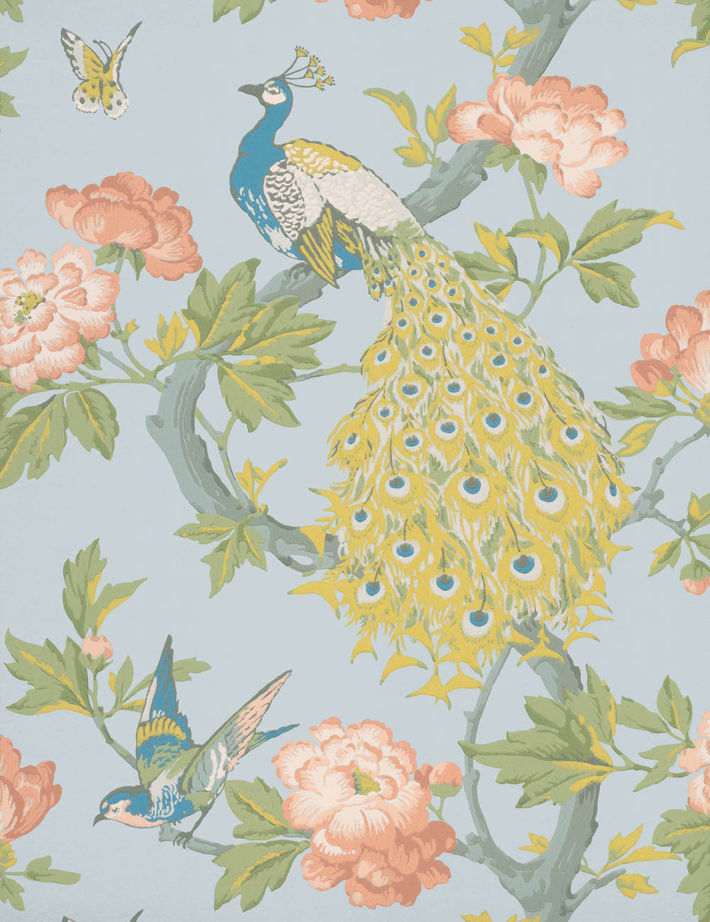 Behang Little Greene National Trust Papers Pavona Skye 1