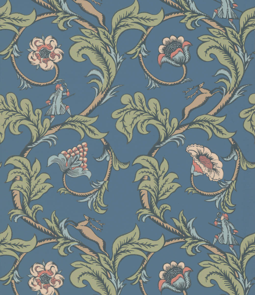 Behang Little Greene National Trust Papers Stag Trail Juniper 1