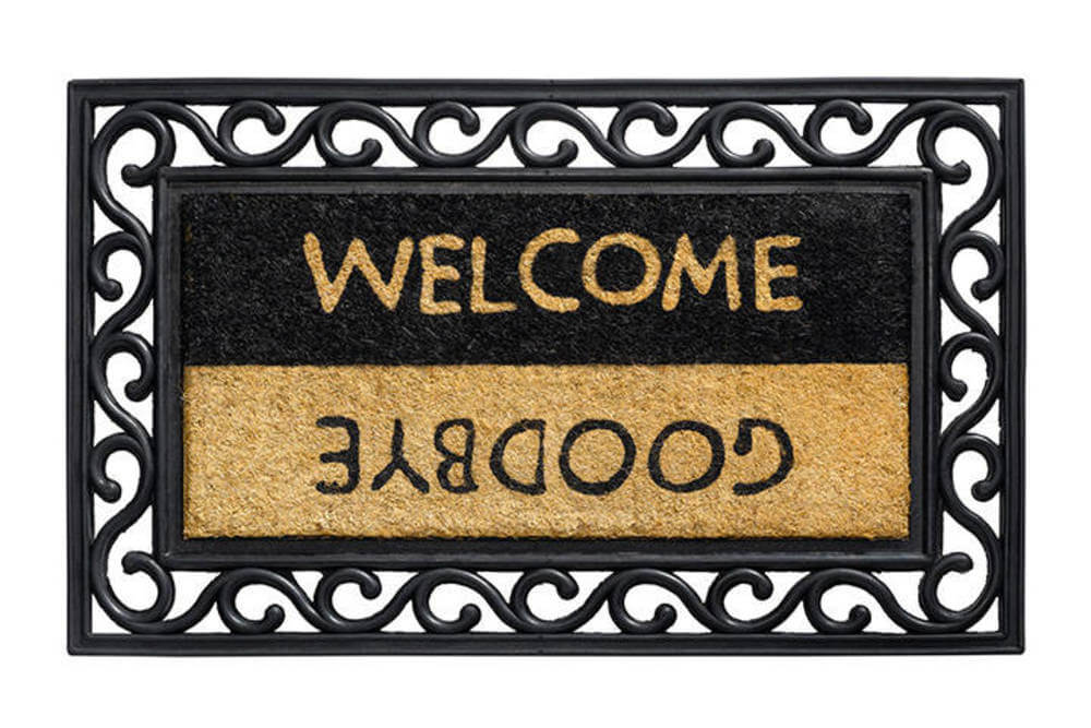 Hamat Impala 369 Welcome Goodbye 45 x 75 cm | Naturel kokosmat met tekst & rubberen rand 1