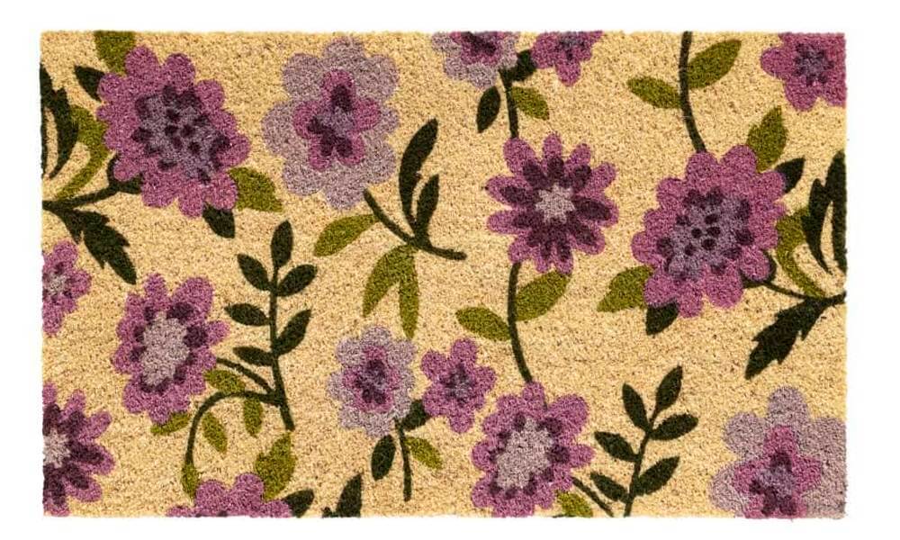 Hamat Ruco Print Flowers Purple 45 x 75 cm | Kokosmat met bloemen 1