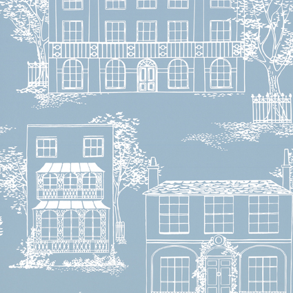 Little Greene 1950s Wallpaper Hampstead James Blue (162) 1