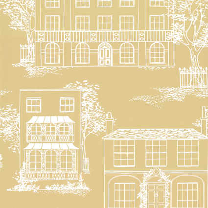 Little Greene 1950s Wallpaper Hampstead Yellow Apple (161) 1