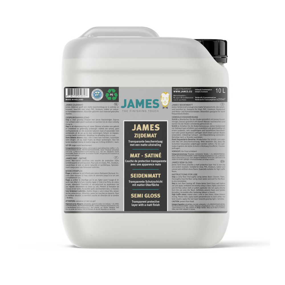 James Zijdemat | PVC Vloer Polish | Zijdematte en transparante beschermlaag | 10 Liter 1