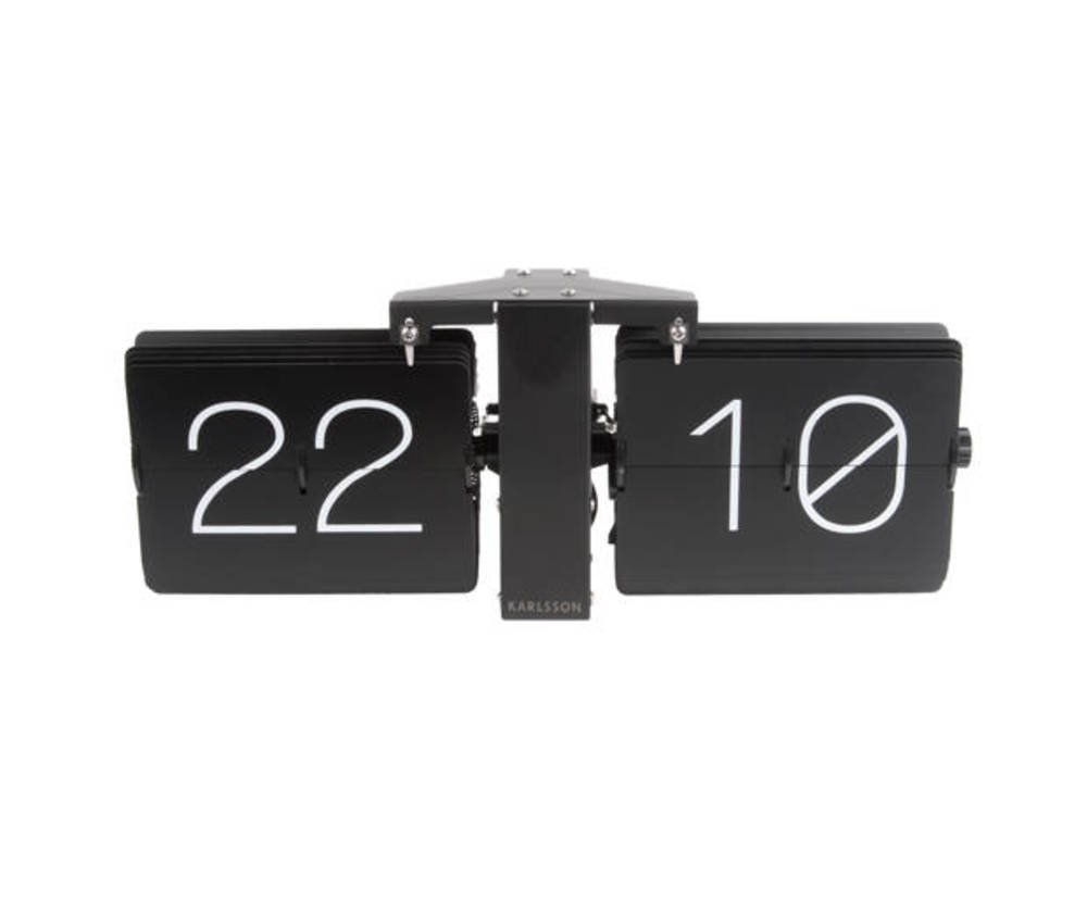 Karlsson Flip Clock No Case - Mat Zwart met Zwarte Standaard 1