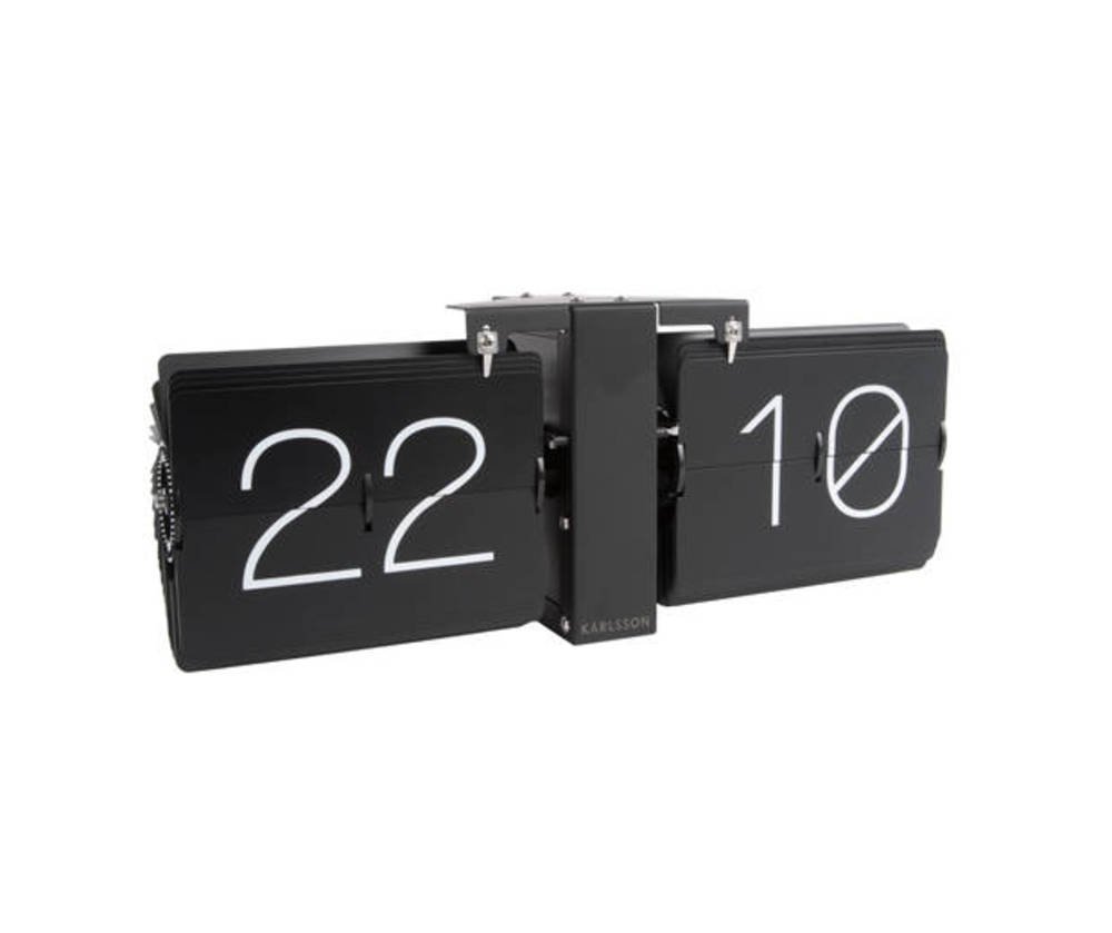 Karlsson Flip Clock No Case - Mat Zwart met Zwarte Standaard 4