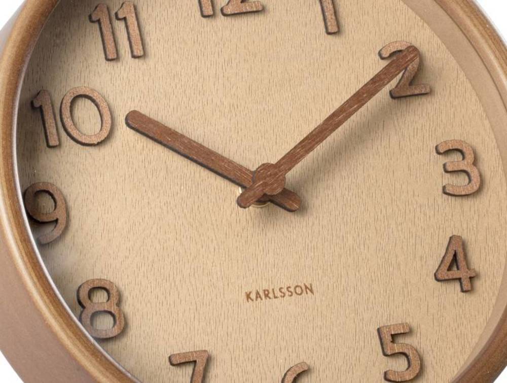 Karlsson Pure Wood Grain Tafelklok - Zandbruin - ⌀ 18 cm 3