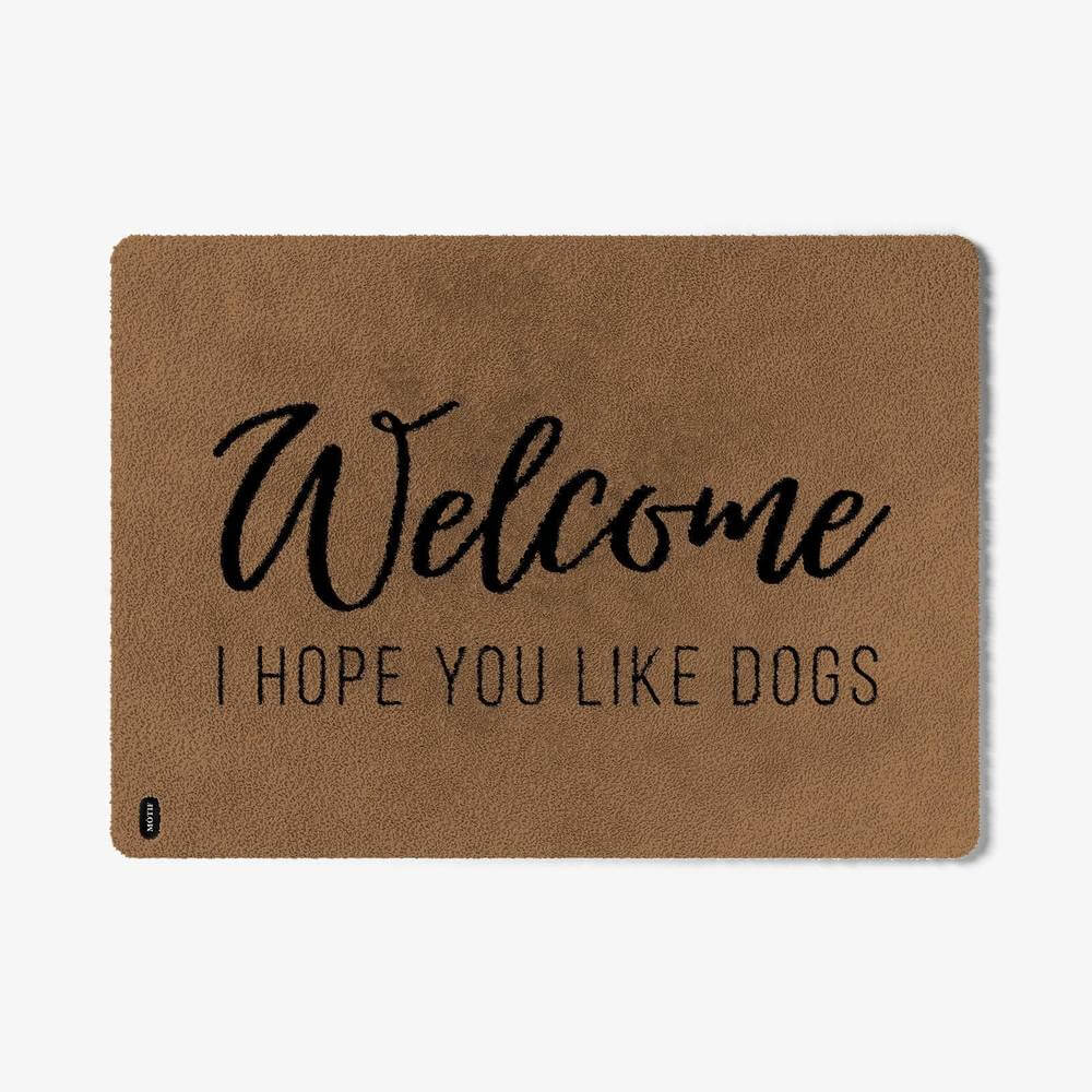 Mótif I hope you like dogs - Lichtbruine wasbare deurmat met leuke tekst 1