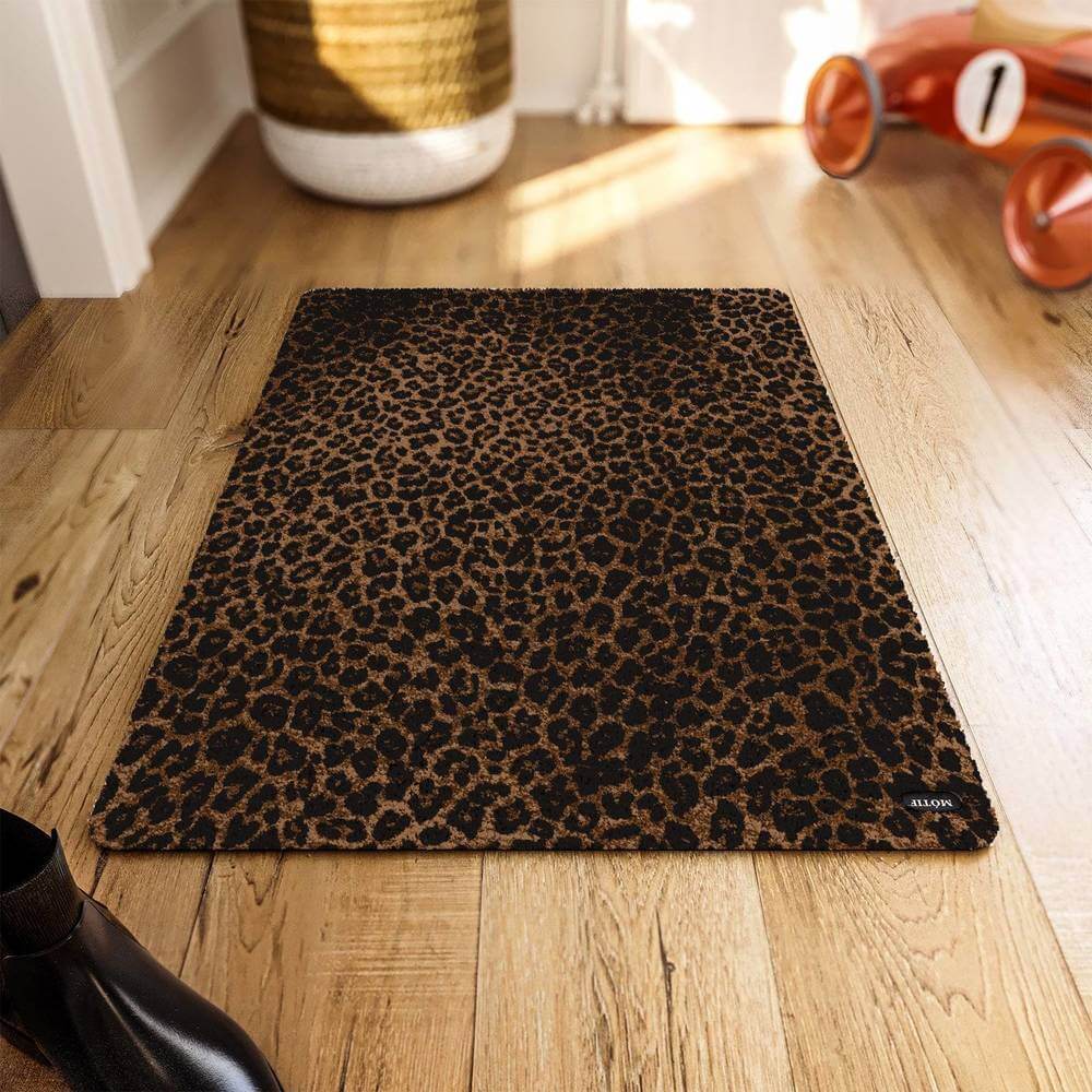 Mótif Leopard Naturel - Beige wasbare deurmat met luipaard patroon 5