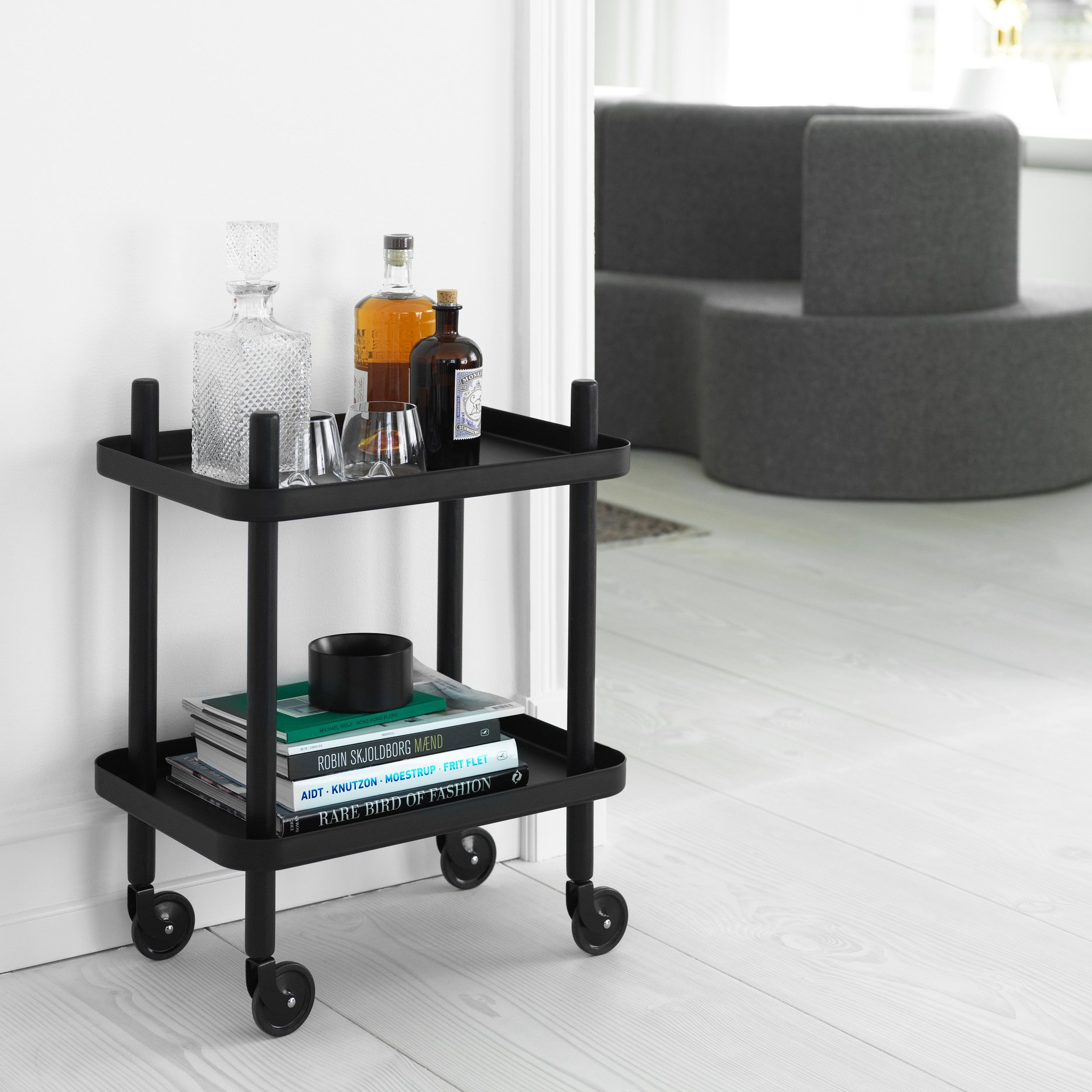 Normann Copenhagen Block - Bijzettafel Trolley Zwart-Zwart - H 64 x L 50 x D 35 cm 3