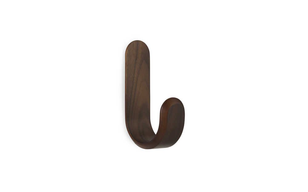 Normann Copenhagen Curve Hook - Wandhaak Walnoot - H 17,7 x L 5,3 x D 10 cm 1