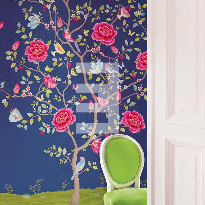 PiP III Behang Eijffinger Flowers Donker Blauw Wallpower 341093 1