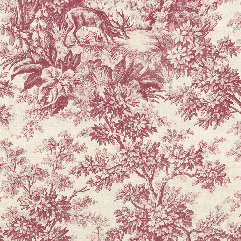 Little Greene Revolution Papers Stag Toile Burgundy (264) 1