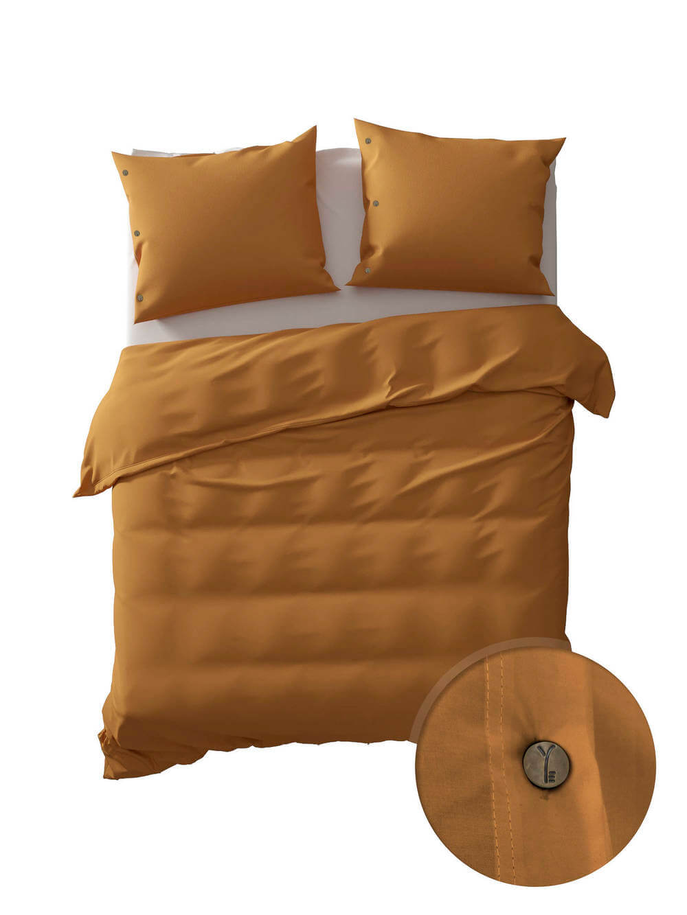 Yellow Percale Cognac | Dekbedovertrekset Bruin | Katoen Percale 1