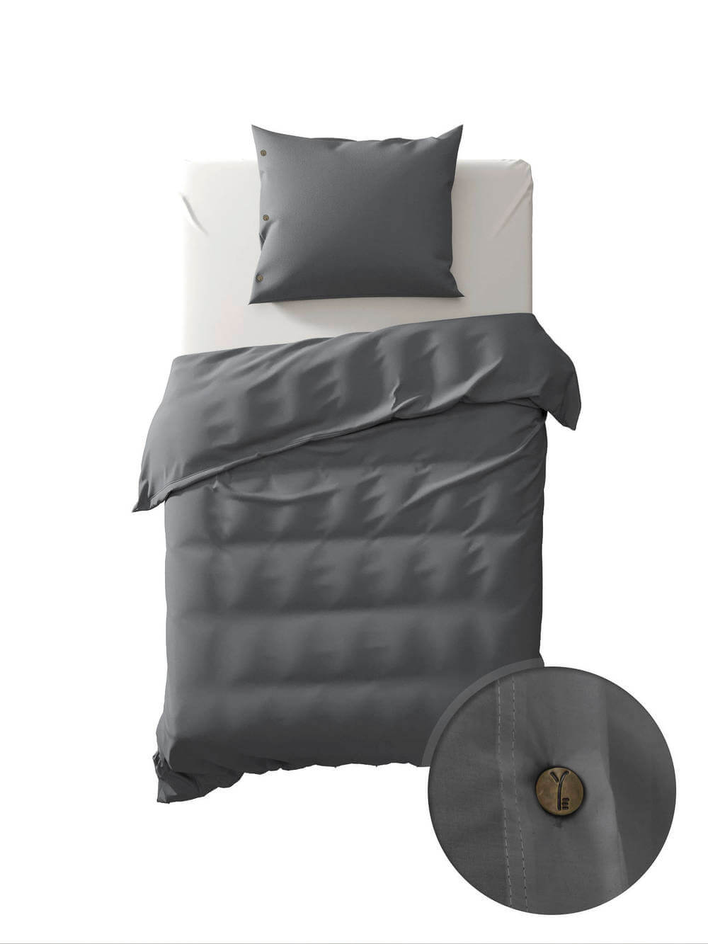 Yellow Percale Steel Grey | Dekbedovertrekset Grijs | Katoen Percale 2