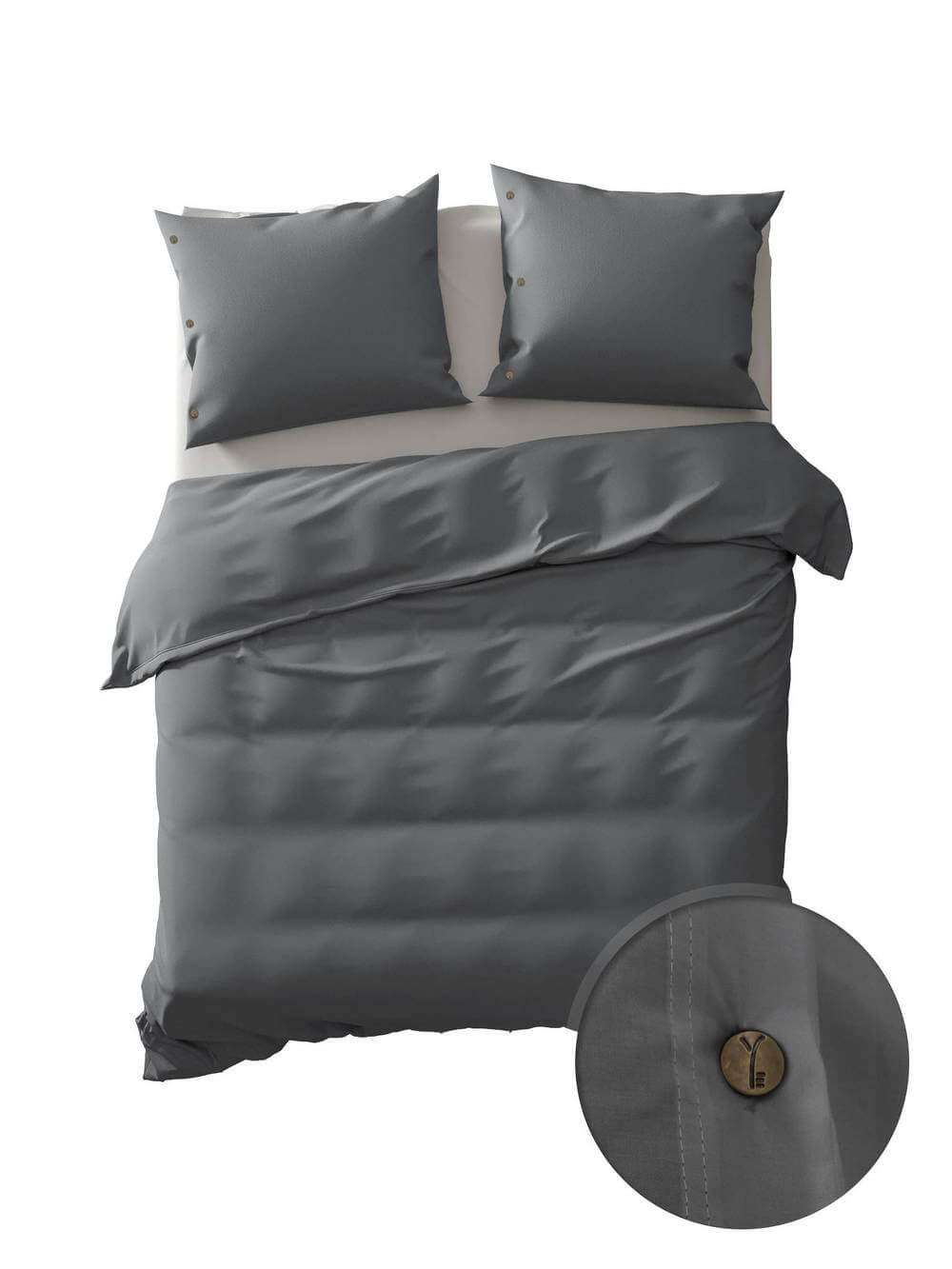 Yellow Percale Steel Grey | Dekbedovertrekset Grijs | Katoen Percale 1