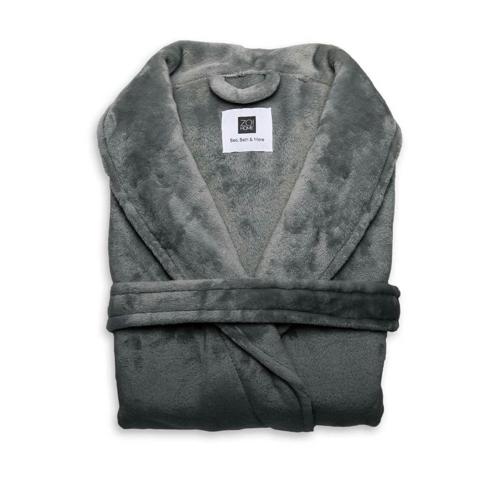 Zo! Home Badjas Lang Cara - Dark Grey - Unisex - Polyester 1