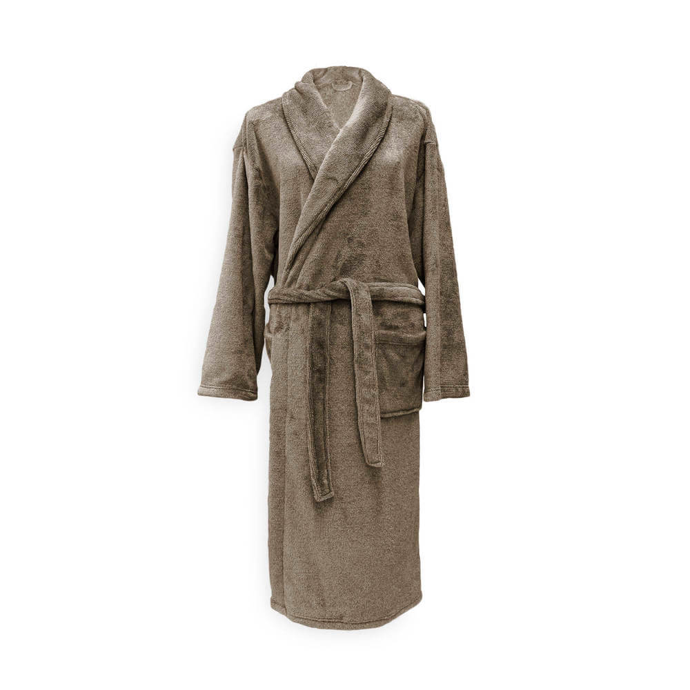 Zo! Home Badjas Lang Cara - Steeple Taupe - Unisex - Polyester 1