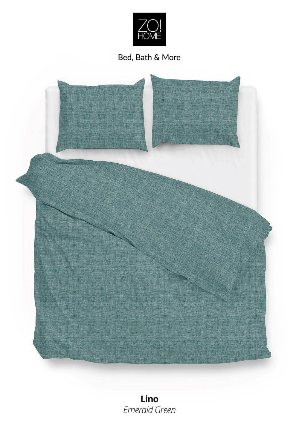 Zo! Home Lino Emerald Green | Dekbedovertrekset Blauw - Groen | Katoen 1